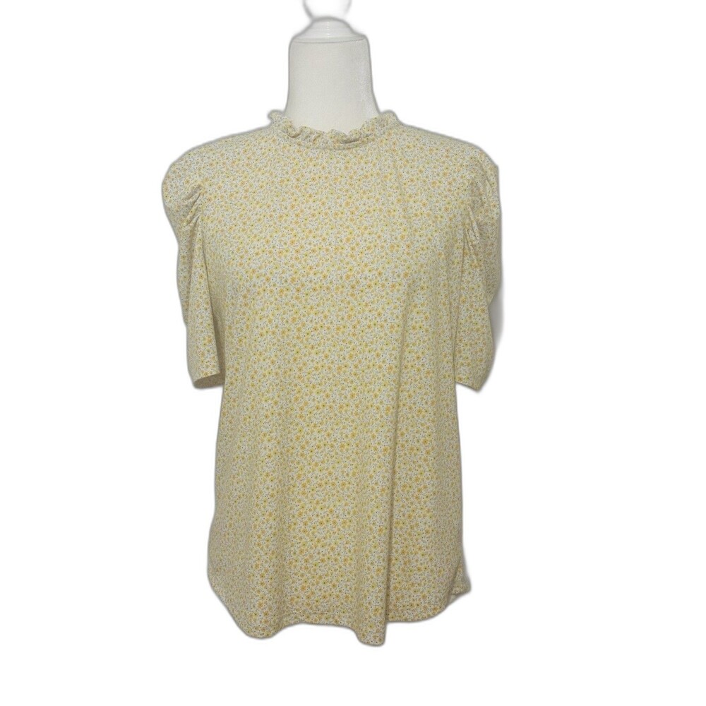 Adrianna Papell Women Size M Ditzy Floral Blouse Cottage Prairie Feminine